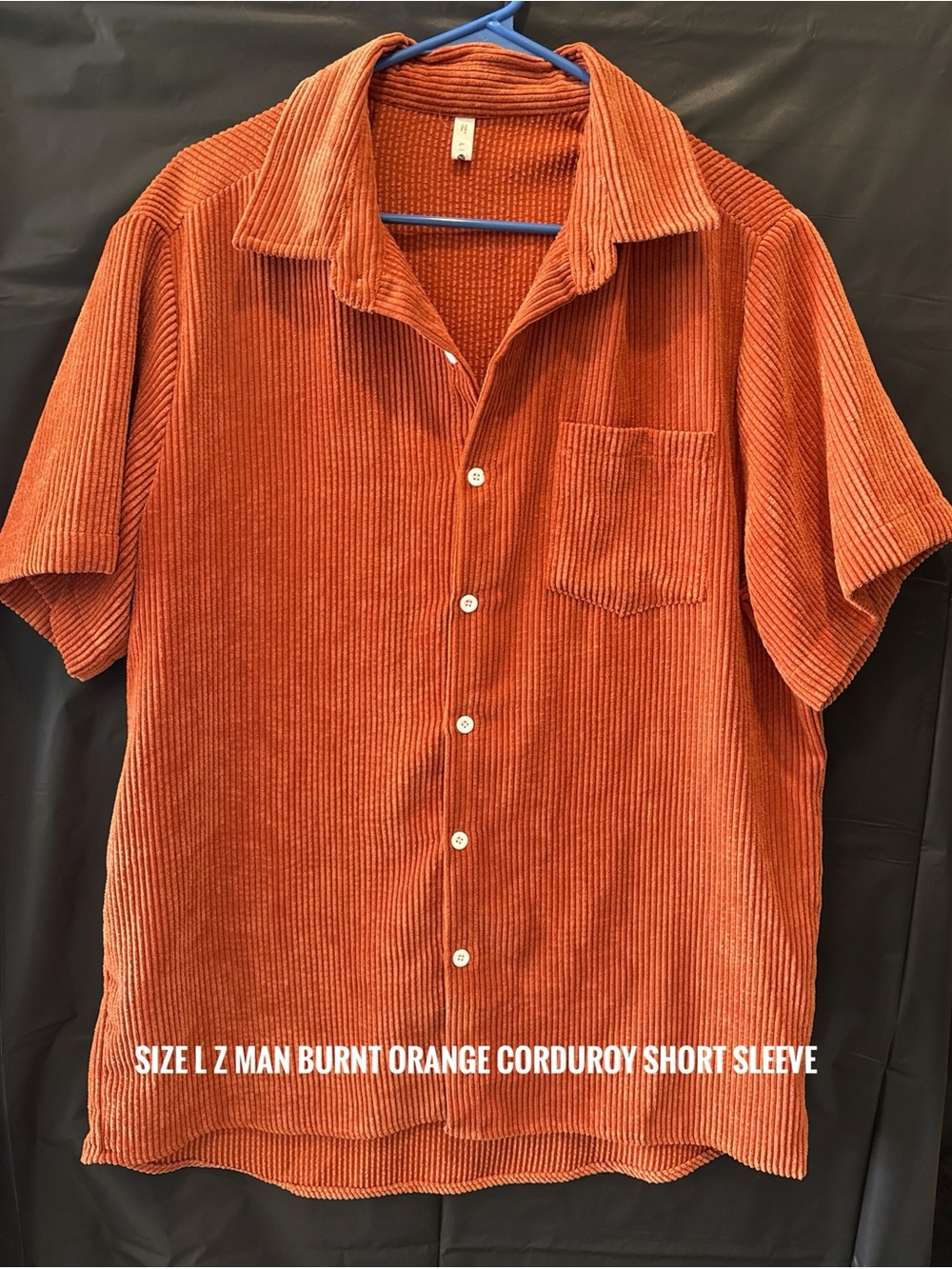 Burnt Orange Corduroy Short Sleeve Shirt - Men